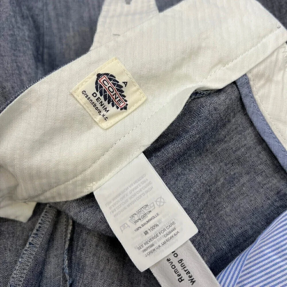 NWT J. Crew Men's Bowery Slim Fit Chambray Pants Chino Blue 34x32